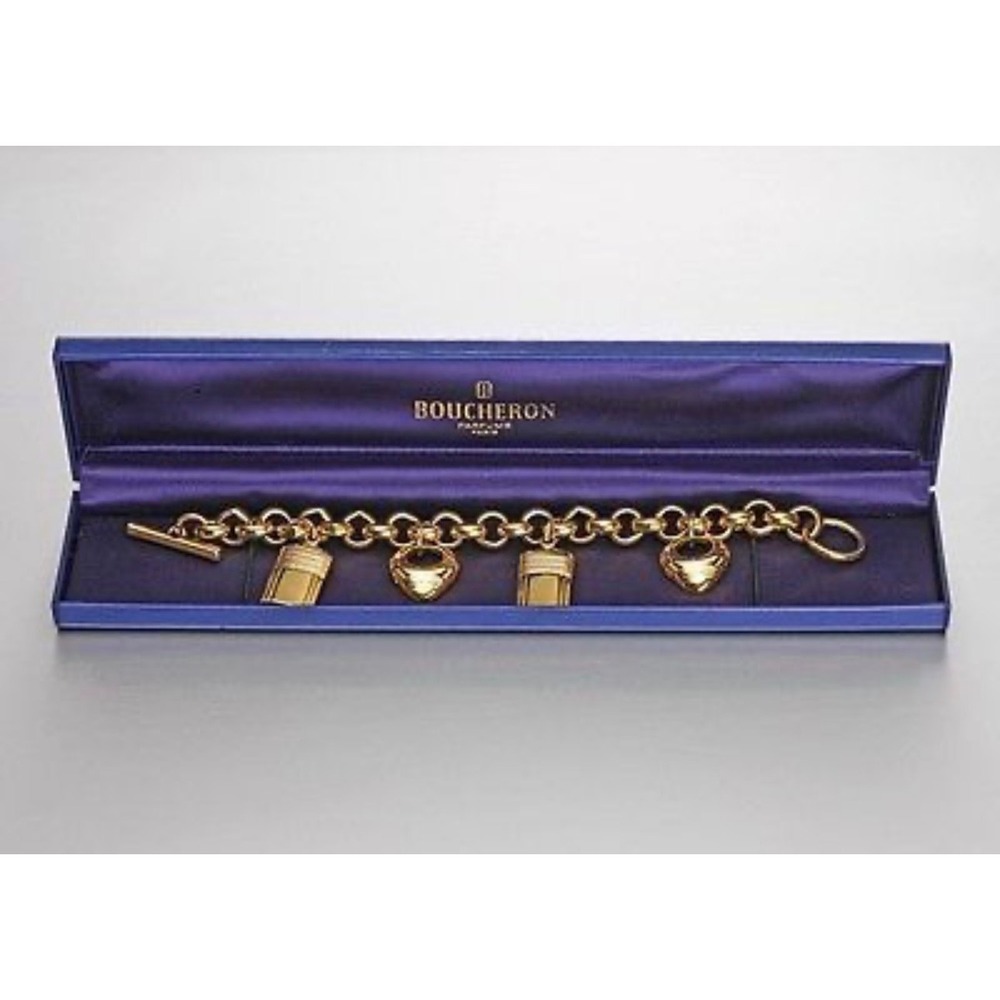 Boucheron Paris Vintage Jaipur Gold Tone Charm Bracelet with Original Box